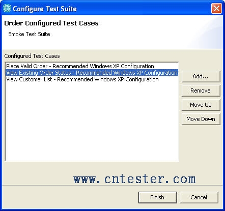 Test suite configuration with configured test cases