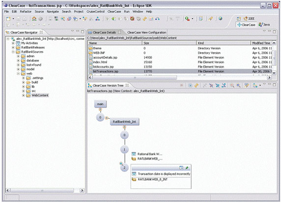 Figure 3: ClearCase Remote Client working in an Eclipse environment
