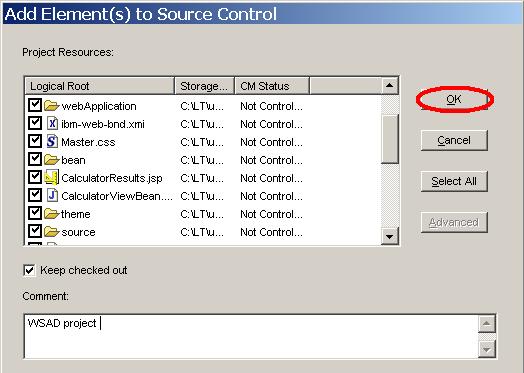 Add Element(s) to Source Control ץ